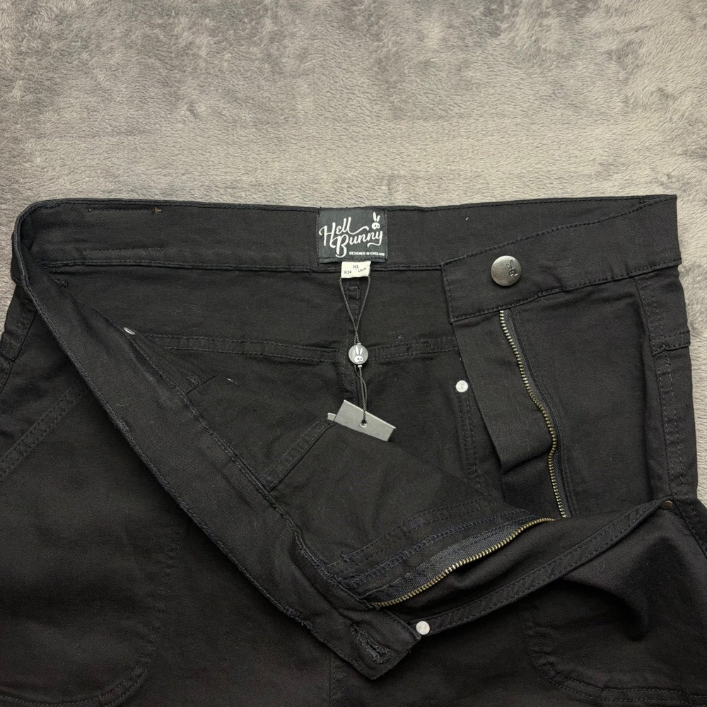 Hell Bunny Weston Womens XL Jeans Black Denim 40s 50s Vintage Rockabilly Pants - Picture 5 of 11